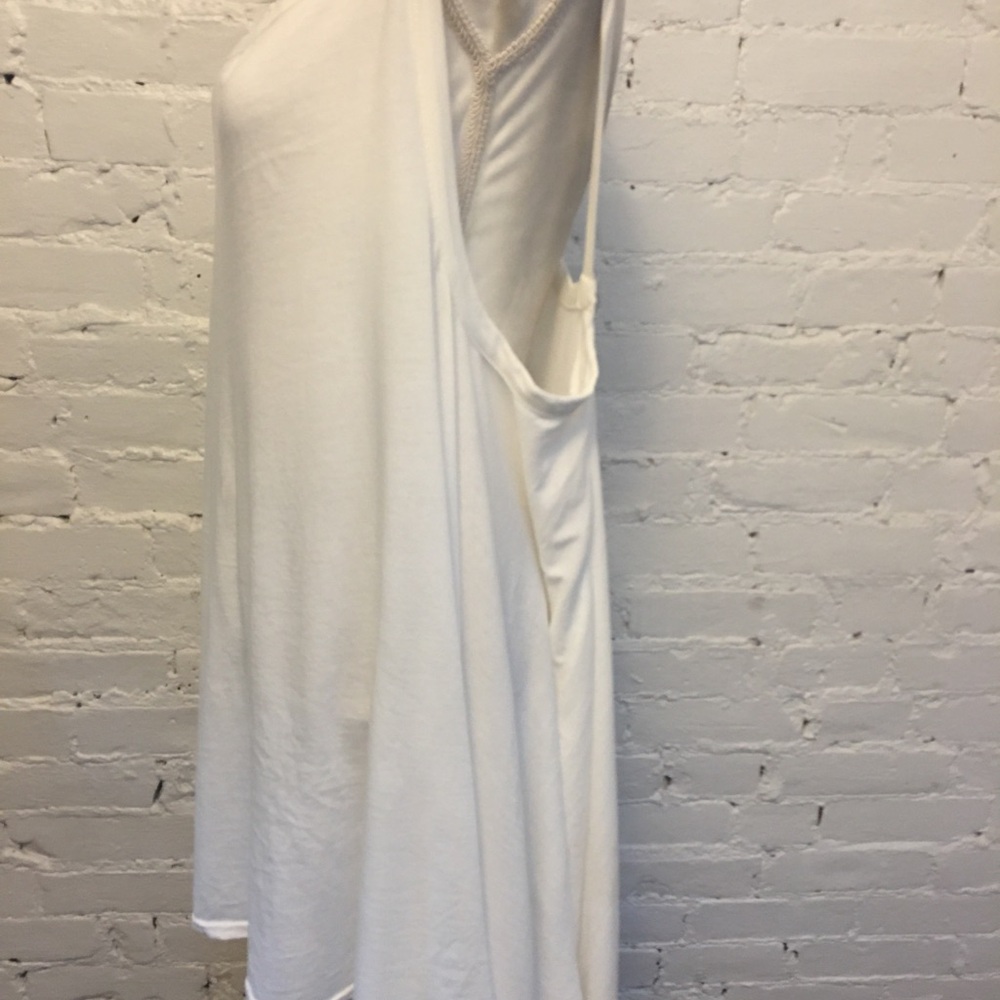 Free est Free People asymmetric hanky hem dress white jersey large - Picture 2 of 8
